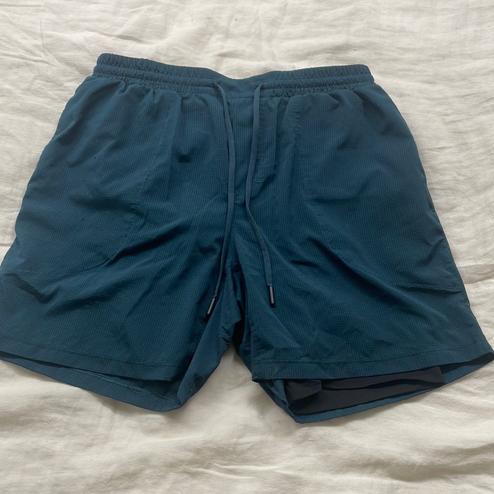 Green lululemon running shorts